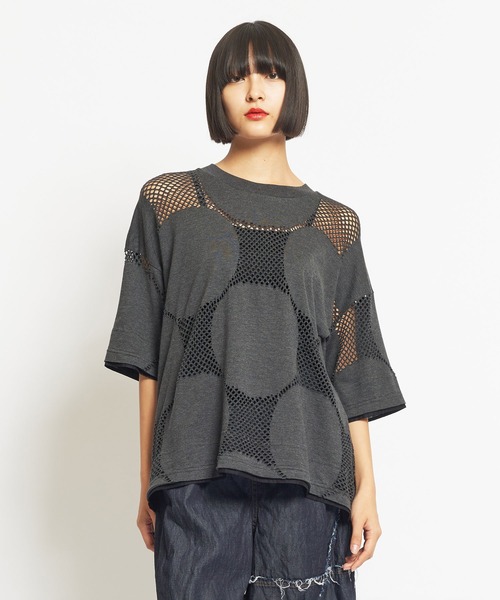 tシャツ ドットメッシュ　ヘムチェンジＴ レディース メンズ