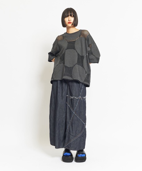 gomme tシャツ ドットメッシュ ヘムチェンジT レディース