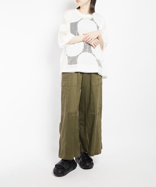 gomme tシャツ ドットメッシュ ヘムチェンジT レディース