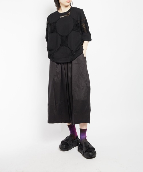 gomme tシャツ ドットメッシュ ヘムチェンジT レディース