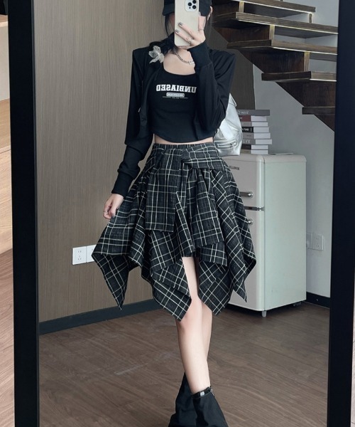 スカート シャツ巻き風 チェック柄スカート : ZOZOTOWN Yahoo!店