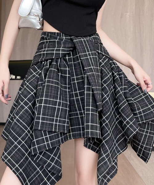 スカート シャツ巻き風 チェック柄スカート : ZOZOTOWN Yahoo!店