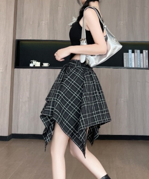 スカート シャツ巻き風 チェック柄スカート : ZOZOTOWN Yahoo!店