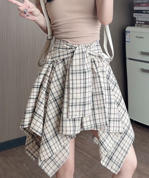 スカート シャツ巻き風 チェック柄スカート : ZOZOTOWN Yahoo!店