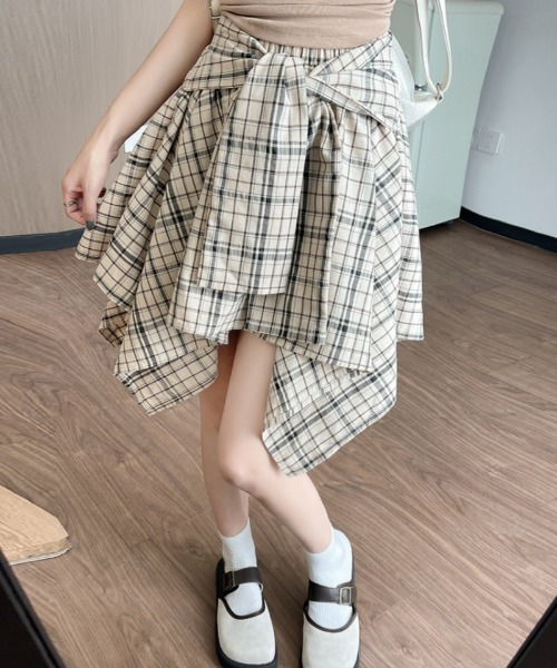 スカート シャツ巻き風 チェック柄スカート : ZOZOTOWN Yahoo!店