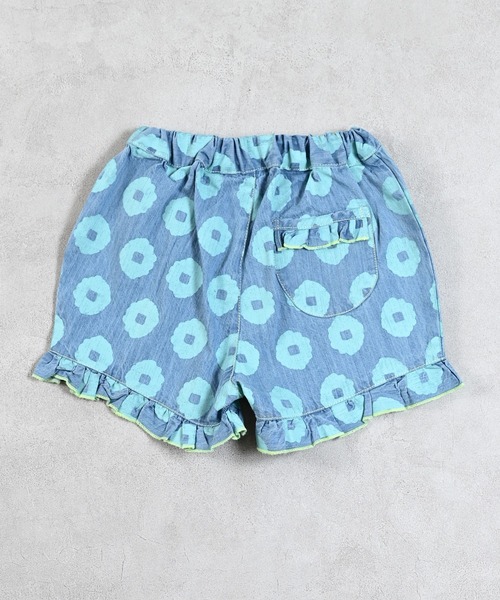 familiar デニム風ショートパンツ　キュロット　フリル　90㎝ セール】 デニムフリルキュロット （ショート・ハーフ・半端丈
