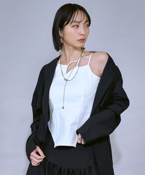 Ezick キャミソール Design neck カップインキャミソール