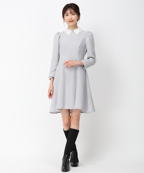 「MISCH MASCH」 7分袖ワンピース S ライトグレー レディース_画像2