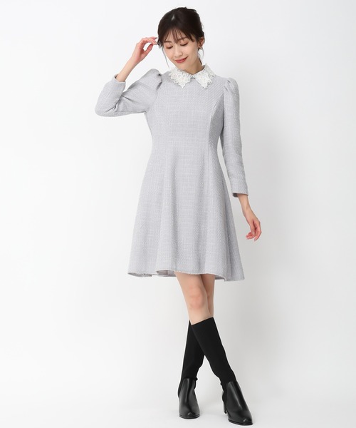 「MISCH MASCH」 7分袖ワンピース S ライトグレー レディース_画像3