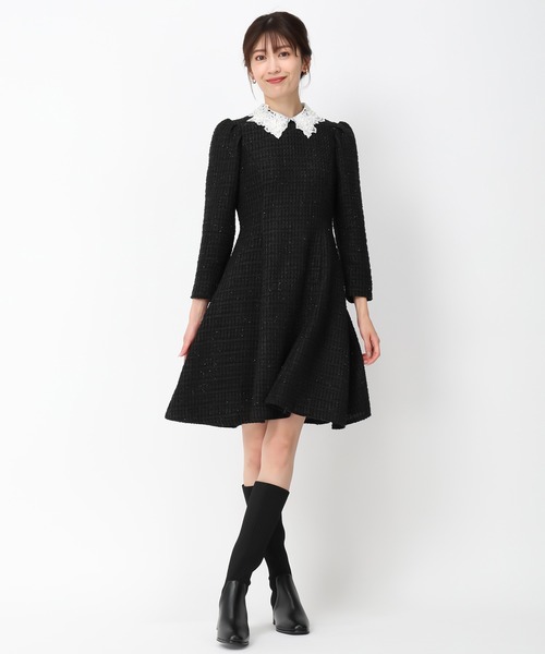 「MISCH MASCH」 7分袖ワンピース S ライトグレー レディース_画像4