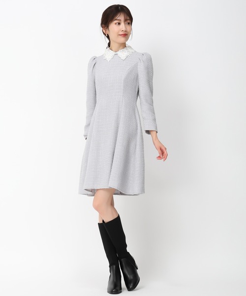 「MISCH MASCH」 7分袖ワンピース S ライトグレー レディース_画像5