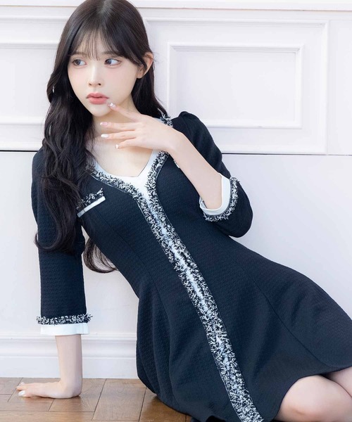 Tika（ティカ） ドレス キャバドレス 韓国 ミニ フレア 七分袖