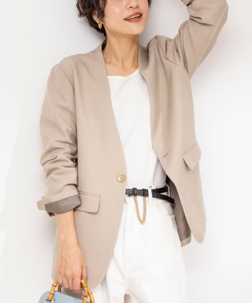 Rie Miller 「Rie Miller」 ノーカラージャケット 38 ベージュ