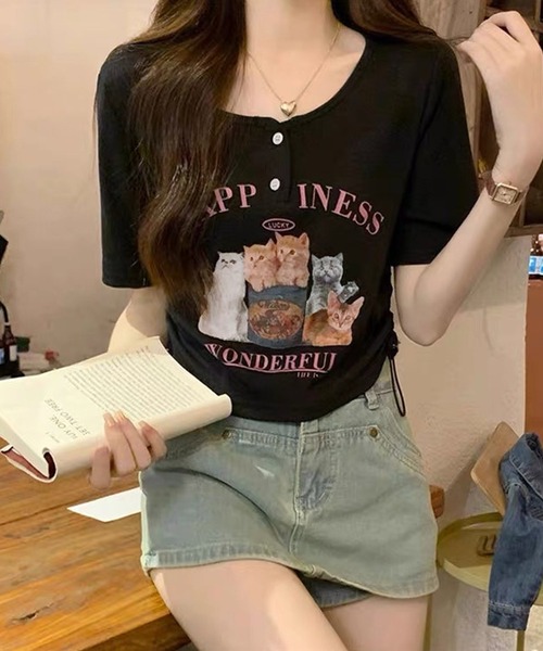 tシャツ 「フリーサイズ　/　UNISEX　」ATMARK Tシャツ 半袖 クルーネック  チビT ピチT短丈 レディース 楽天市場】チビt レディース（テイスト（ファッション）原宿系