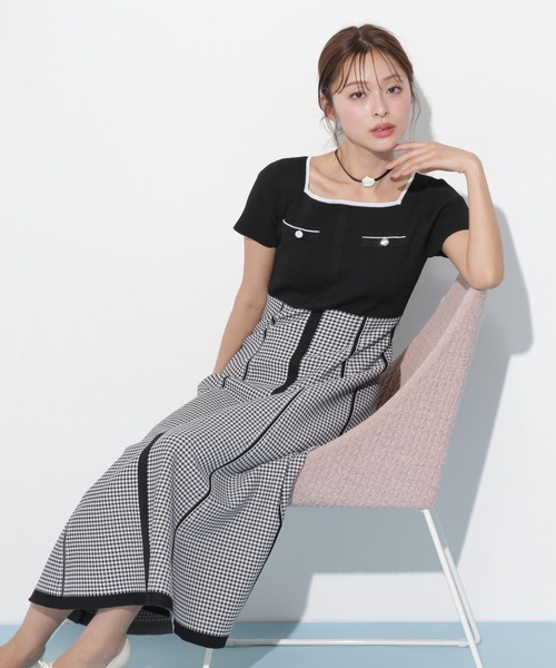 FRサイズ JILL STUART 半袖 ニットジャガードワンピース