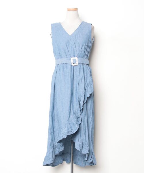 Rady 新品 ノースリーブ フリル ワンピース Rady 「Rady」 フリルノースリーブワンピース S ブルー