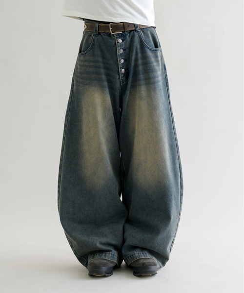 ジーンズ 「EPNK」Button fly wide denim pants / ボタンフライワイド