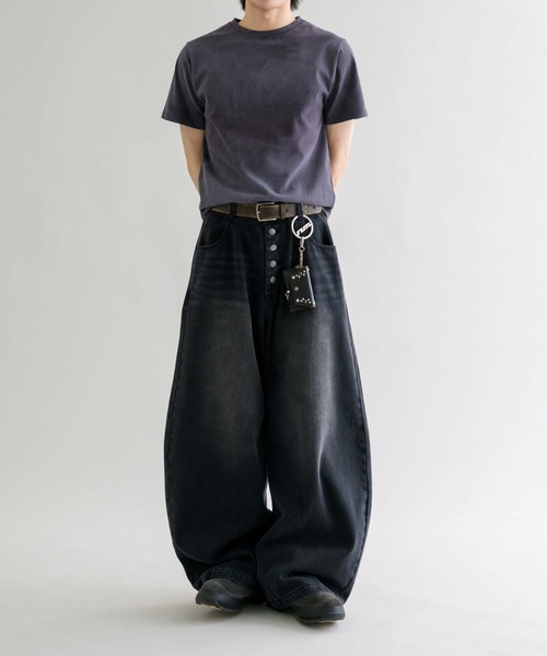 ジーンズ 「EPNK」Button fly wide denim pants / ボタンフライワイド