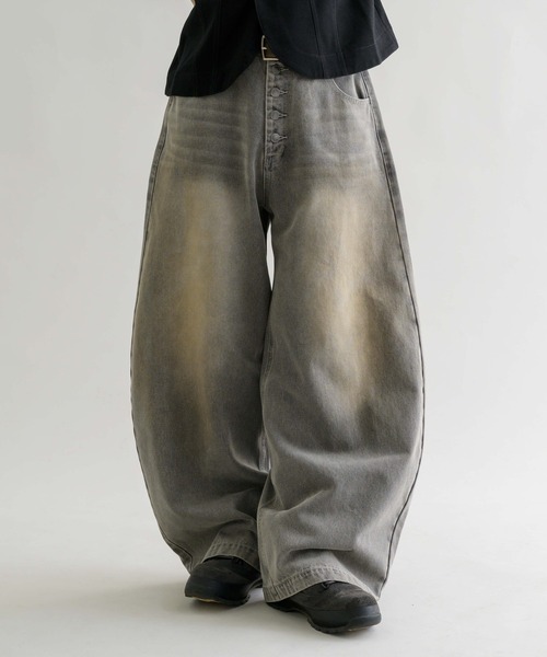 【epnok】 ボタンフライワイドデニムパンツ Lサイズ【現在完売品】 EPNK】Button fly wide denim pants / ボタンフライワイドデニム