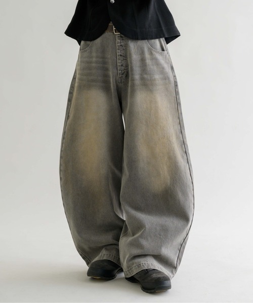 ジーンズ 「EPNK」Button fly wide denim pants / ボタンフライワイド