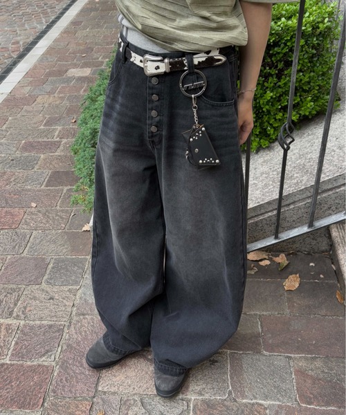ジーンズ 「EPNK」Button fly wide denim pants / ボタンフライワイド
