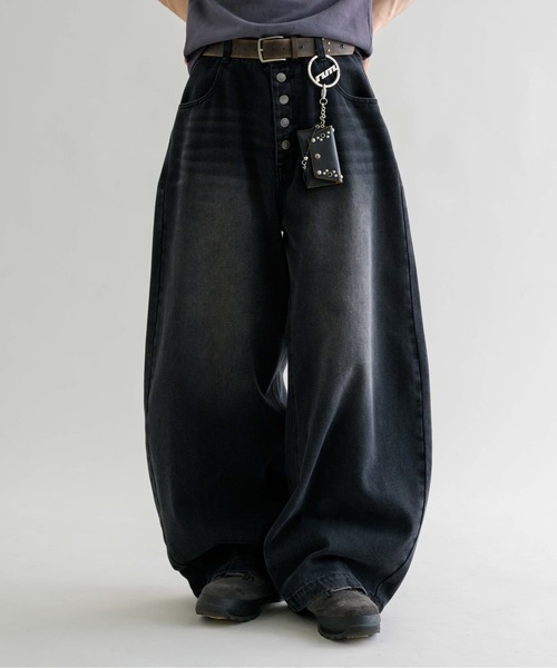 ジーンズ 「EPNK」Button fly wide denim pants / ボタンフライワイド