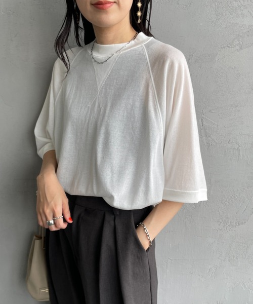 tシャツ 「THE SHINZONE/ザ シンゾーン」 シアー ハーフスリーブ スウェットシャツ レディース