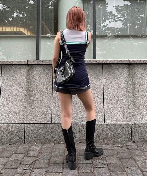 美品♡je♡ワンピース SHIPS any:〈手洗い可能〉メッシュ ジャカード ギャザー Iライン