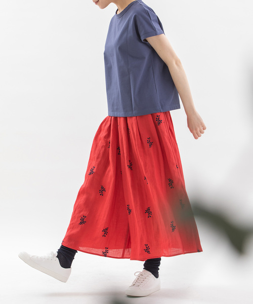 nop de nod スカート ユーカリ刺繍タックキュロットスカート