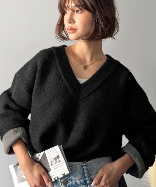 梨花着  完売ニット 深Vネック畔ニットプルオーバー/GARAGE OF GOOD CLOTHING（ガレージ