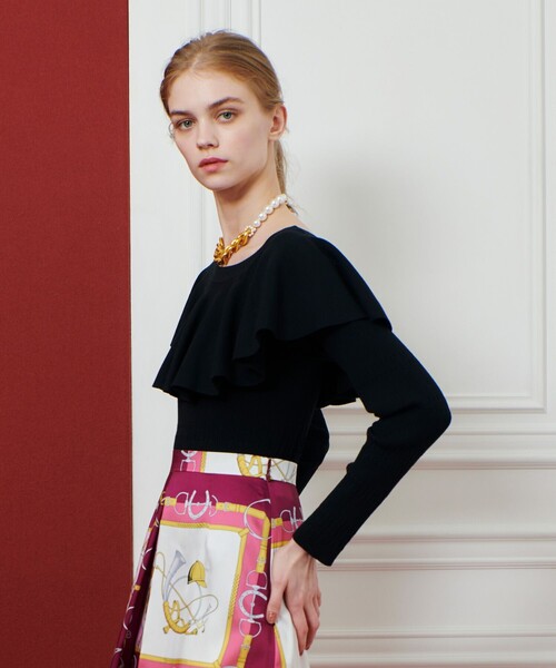 ニット セーター 「LOULOU WILLOUGHBY」ラッフルオフショルプルオーバー レディース LOULOU WILLOUGHBY ニット セーター 「LOULOU WILLOUGHBY