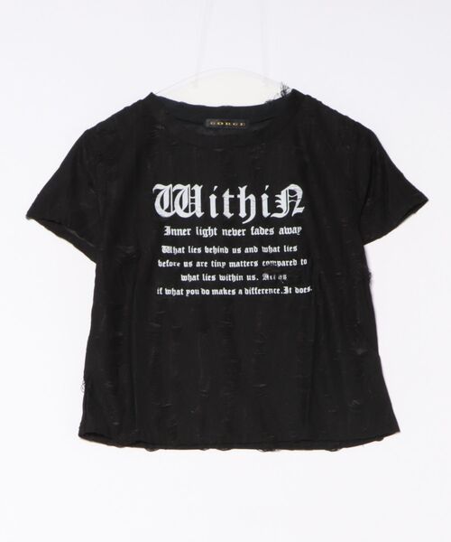 tシャツ 半袖 「ダメージ加工×英字ロゴ」エモTシャツ レディース