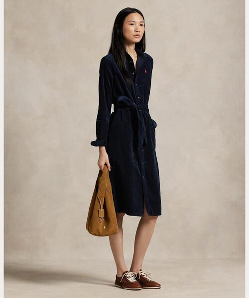 POLO RALPH LAUREN シャツワンピース コーデュロイ ベルテッド