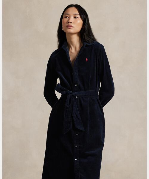 POLO RALPH LAUREN ベルテッド コーデュロイ シャツドレス POLO RALPH LAUREN（ポロ ラルフ ローレン）の「ベルテッド