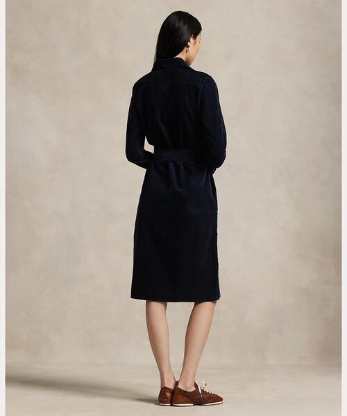 LAUREN Ralph Lauren ネイビー シャツワンピース リネン シャツドレス（シャツワンピース）｜LAUREN RALPH LAUREN