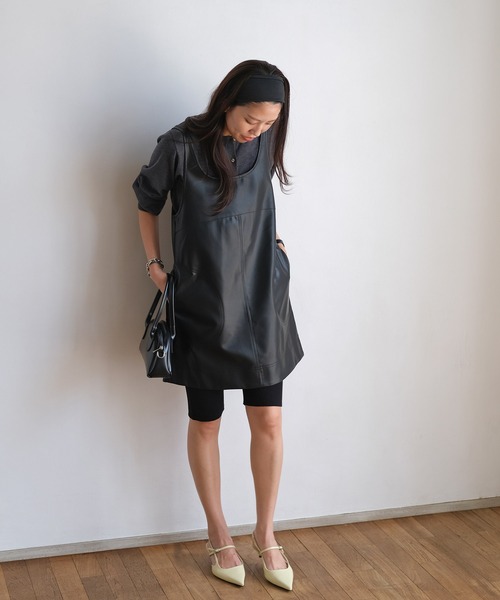 AKTE（アクテ） ワンピース フェイクレザーミニワンピース : ZOZOTOWN