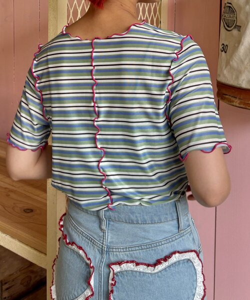 「HELLO.SANFRANCISCO」 半袖カットソー ONE SIZE グリーン レディース_画像4