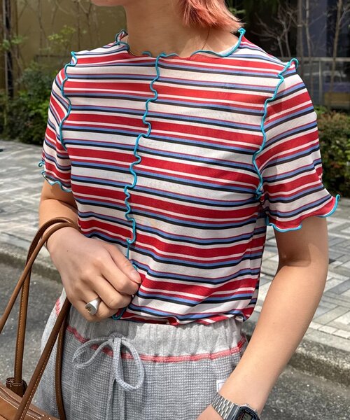 「HELLO.SANFRANCISCO」 半袖カットソー ONE SIZE グリーン レディース_画像7