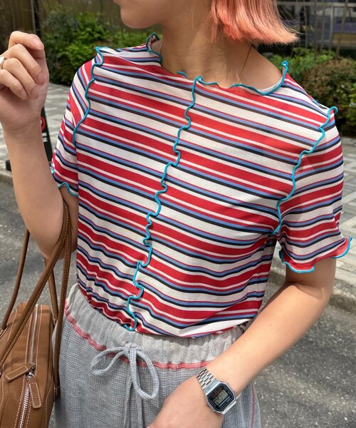 「HELLO.SANFRANCISCO」 半袖カットソー ONE SIZE グリーン レディース_画像8