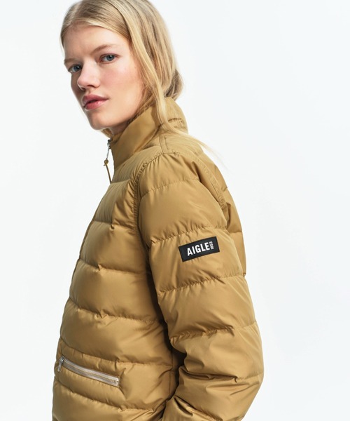 AIGLE オリーブ キルティングダウンジャケット 36 AIGLE（エーグル） ダウンコート ダウンジャケット 撥水 ショート