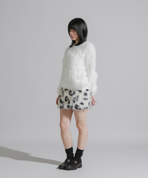 Chick スカート Faux Fur Knit Mini Skirt / フェイクファーニットミニ