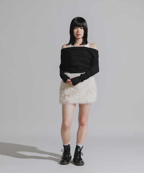 Chick スカート Faux Fur Knit Mini Skirt / フェイクファーニットミニ