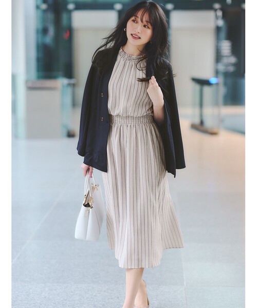 「ANY SIS」 半袖ワンピース 1 ベージュ レディース_画像2