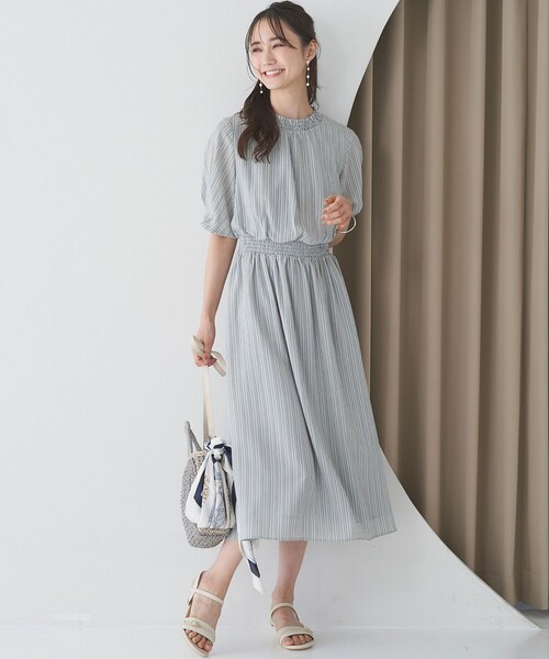 「ANY SIS」 半袖ワンピース 1 ベージュ レディース_画像4