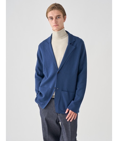 クルチアーニ　48 ネイビー　ニットジャケットベルト付き JOHN SMEDLEY（ジョンスメドレー） セーター ニット ラペルカラー 長袖