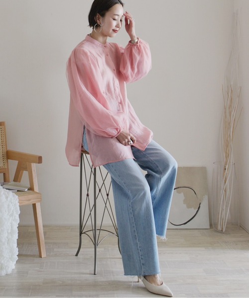 「ECRIRE」 長袖ブラウス M オフホワイト レディース_画像8