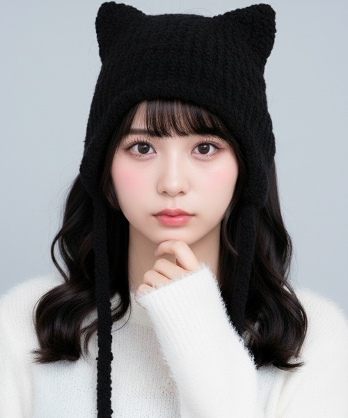 ゆるふわギャング　AKUMA KNIT CAP 猫耳ニット帽　NENE着用 Fabulous（ファビュラス） ニット帽 ニットキャップ 猫耳ニット帽
