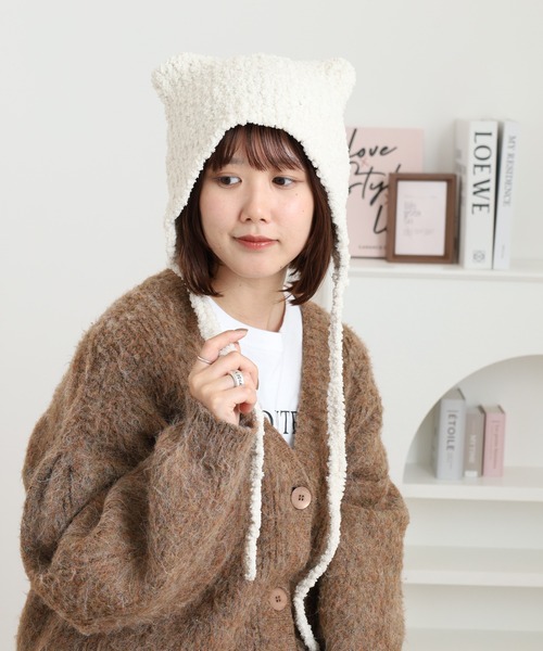 Coperni 猫耳ニット帽 ニット帽 ニットキャップ Nia(ニア)/レースアップリボン 猫耳ビーニー