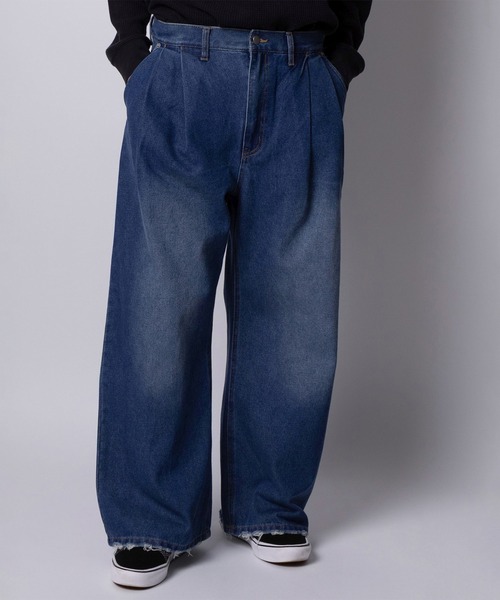 【破格】Feinicko 78 リジットデニム 濃紺 ワイドパンツ ジーンズ デニム デニムパンツ 「78」ブラスト加工