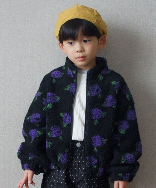 子ども用青色花柄ジャケットと紫色パンツセット branshes（ブランシェス） コート アウター 「aBity select./アビティ